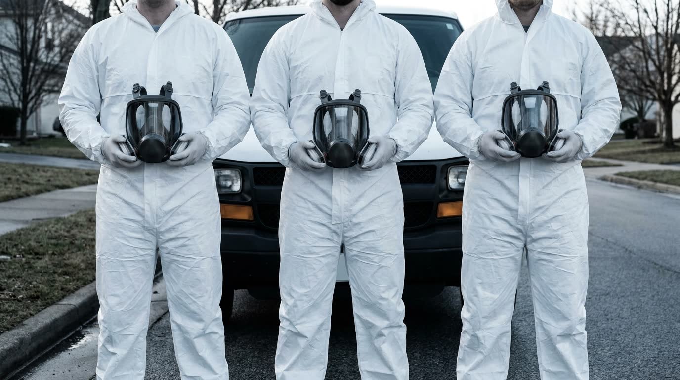L'équipe GND en combinaisons devant son véhicule d'intervention